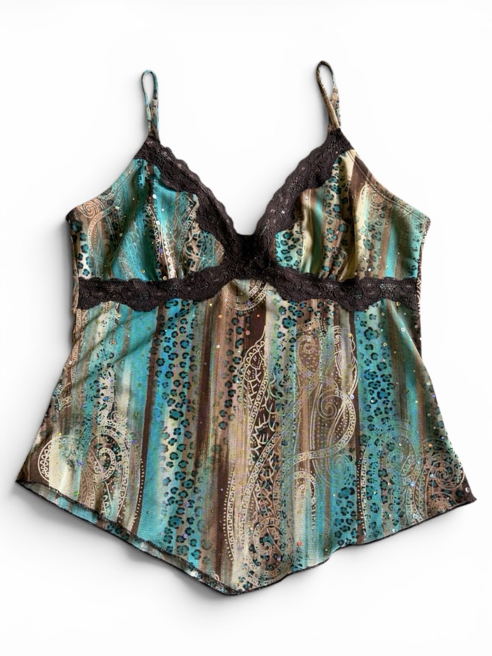 Star City Vintage Y2K Sequin Lace Camisole Size M
